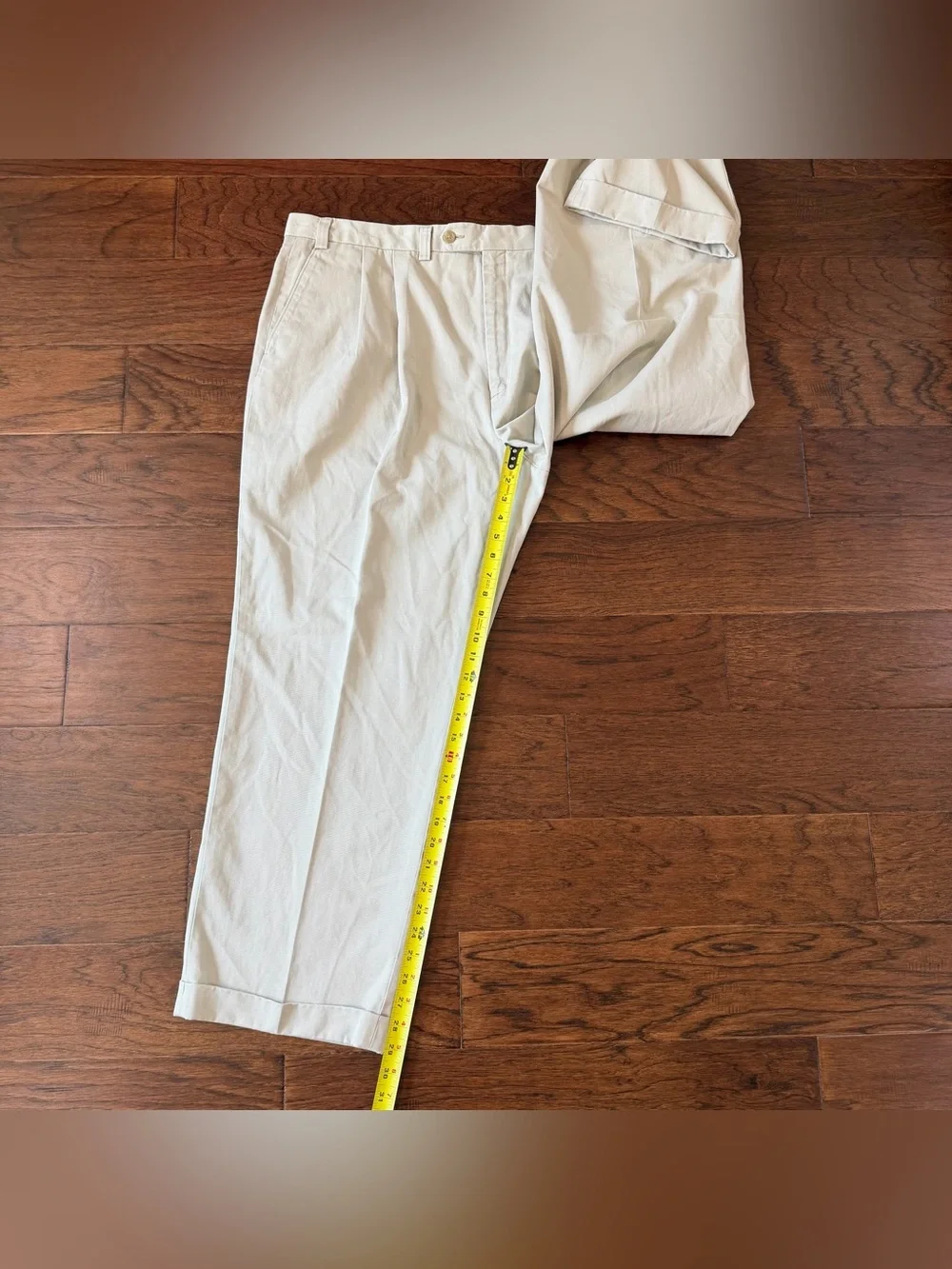 Lauren Ralph Lauren Men’s Pleated Khaki Pants Cuffed 42x29 Tan 100% Cotton